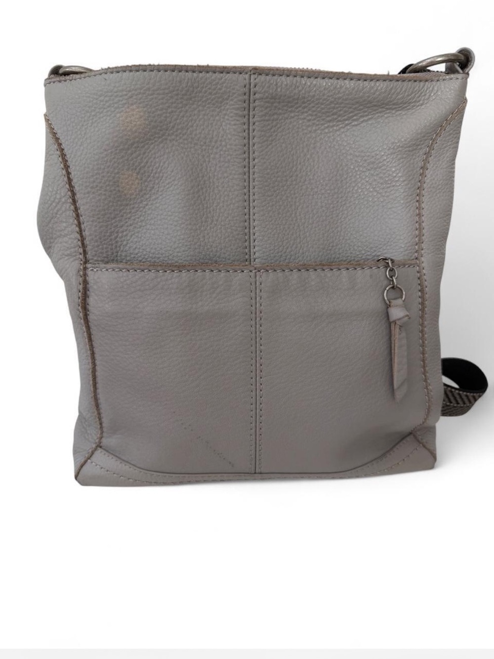 The Sak Grey Leather Crossbody Bag Chevron Strap - Picture 2 of 9